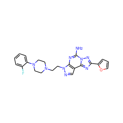 Nc1nc2c(cnn2CCN2CCN(c3ccccc3F)CC2)c2nc(-c3ccco3)nn12 ZINC000028891797