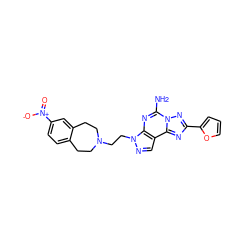 Nc1nc2c(cnn2CCN2CCc3ccc([N+](=O)[O-])cc3CC2)c2nc(-c3ccco3)nn12 ZINC000038480866