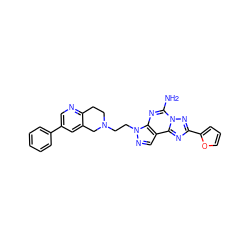 Nc1nc2c(cnn2CCN2CCc3ncc(-c4ccccc4)cc3C2)c2nc(-c3ccco3)nn12 ZINC000034377377