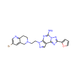 Nc1nc2c(cnn2CCN2CCc3ncc(Br)cc3C2)c2nc(-c3ccco3)nn12 ZINC000040896261