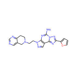 Nc1nc2c(cnn2CCN2CCc3ncncc3C2)c2nc(-c3ccco3)nn12 ZINC000038388877