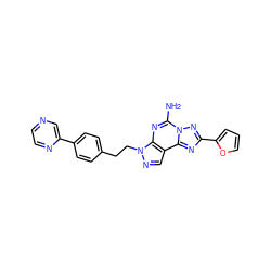 Nc1nc2c(cnn2CCc2ccc(-c3cnccn3)cc2)c2nc(-c3ccco3)nn12 ZINC000040414535