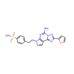 Nc1nc2c(cnn2CCc2ccc(S(N)(=O)=O)cc2)c2nc(-c3ccco3)nn12 ZINC000013471748