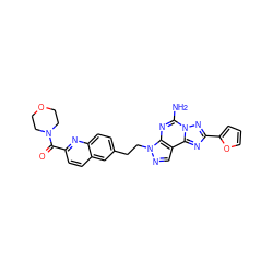 Nc1nc2c(cnn2CCc2ccc3nc(C(=O)N4CCOCC4)ccc3c2)c2nc(-c3ccco3)nn12 ZINC000040935560