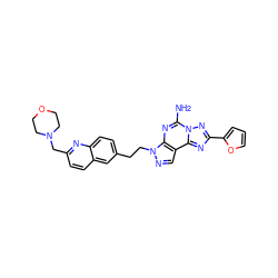 Nc1nc2c(cnn2CCc2ccc3nc(CN4CCOCC4)ccc3c2)c2nc(-c3ccco3)nn12 ZINC000040934301