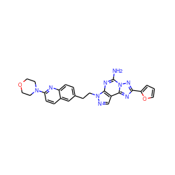 Nc1nc2c(cnn2CCc2ccc3nc(N4CCOCC4)ccc3c2)c2nc(-c3ccco3)nn12 ZINC000040414246