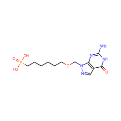 Nc1nc2c(cnn2COCCCCCCP(=O)(O)O)c(=O)[nH]1 ZINC000013604179