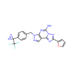 Nc1nc2c(cnn2Cc2ccc(C3(C(F)(F)F)N=N3)cc2)c2nc(-c3ccco3)nn12 ZINC001772603998