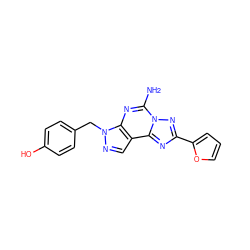 Nc1nc2c(cnn2Cc2ccc(O)cc2)c2nc(-c3ccco3)nn12 ZINC000000022160