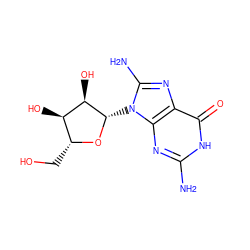 Nc1nc2c(nc(N)n2[C@@H]2O[C@H](CO)[C@@H](O)[C@H]2O)c(=O)[nH]1 ZINC000013440025