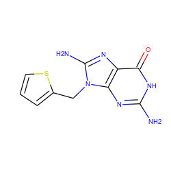 Nc1nc2c(nc(N)n2Cc2cccs2)c(=O)[nH]1 ZINC000006093612