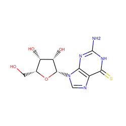 Nc1nc2c(ncn2[C@@H]2O[C@H](CO)[C@H](O)[C@@H]2O)c(=S)[nH]1 ZINC000012958495