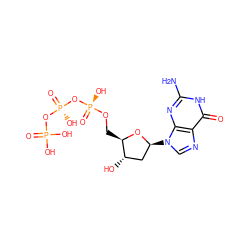 Nc1nc2c(ncn2[C@H]2C[C@H](O)[C@@H](CO[P@@](=O)(O)O[P@@](=O)(O)OP(=O)(O)O)O2)c(=O)[nH]1 ZINC000008215755