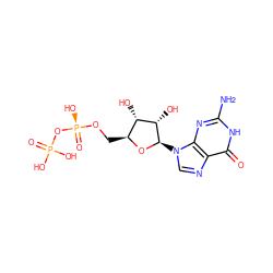 Nc1nc2c(ncn2[C@H]2O[C@@H](CO[P@@](=O)(O)OP(=O)(O)O)[C@H](O)[C@@H]2O)c(=O)[nH]1 ZINC000045284491