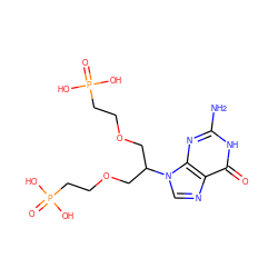 Nc1nc2c(ncn2C(COCCP(=O)(O)O)COCCP(=O)(O)O)c(=O)[nH]1 ZINC001772605544