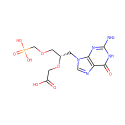 Nc1nc2c(ncn2C[C@@H](COCP(=O)(O)O)OCC(=O)O)c(=O)[nH]1 ZINC000073221304