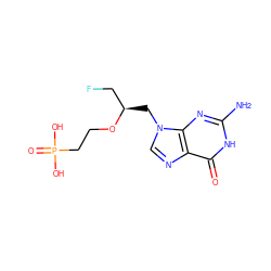 Nc1nc2c(ncn2C[C@H](CF)OCCP(=O)(O)O)c(=O)[nH]1 ZINC000096283605