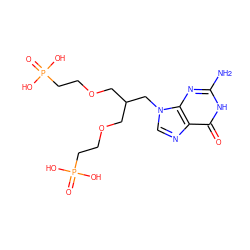 Nc1nc2c(ncn2CC(COCCP(=O)(O)O)COCCP(=O)(O)O)c(=O)[nH]1 ZINC001772612034