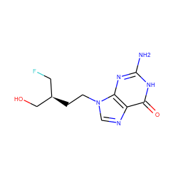 Nc1nc2c(ncn2CC[C@@H](CO)CF)c(=O)[nH]1 ZINC000006585451