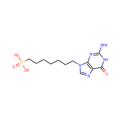 Nc1nc2c(ncn2CCCCCCCP(=O)(O)O)c(=O)[nH]1 ZINC000013604160