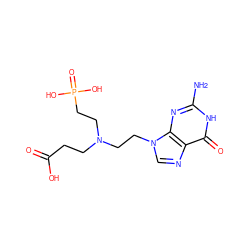 Nc1nc2c(ncn2CCN(CCC(=O)O)CCP(=O)(O)O)c(=O)[nH]1 ZINC000095574786