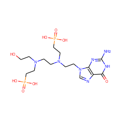 Nc1nc2c(ncn2CCN(CCN(CCO)CCP(=O)(O)O)CCP(=O)(O)O)c(=O)[nH]1 ZINC000473137859