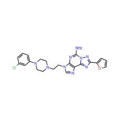 Nc1nc2c(ncn2CCN2CCN(c3cccc(Cl)c3)CC2)c2nc(-c3ccco3)nn12 ZINC000028877535