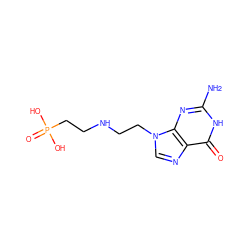 Nc1nc2c(ncn2CCNCCP(=O)(O)O)c(=O)[nH]1 ZINC000095580468