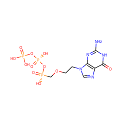 Nc1nc2c(ncn2CCOC[P@](=O)(O)O[P@](=O)(O)OP(=O)(O)O)c(=O)[nH]1 ZINC000031997125