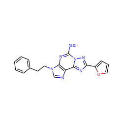 Nc1nc2c(ncn2CCc2ccccc2)c2nc(-c3ccco3)nn12 ZINC000028877473