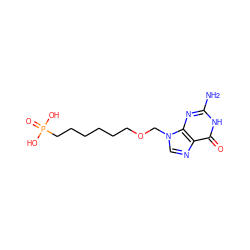 Nc1nc2c(ncn2COCCCCCCP(=O)(O)O)c(=O)[nH]1 ZINC000013604169