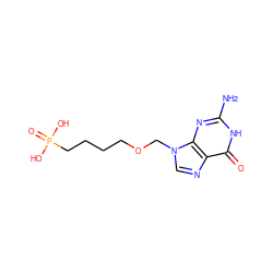 Nc1nc2c(ncn2COCCCCP(=O)(O)O)c(=O)[nH]1 ZINC000013604165