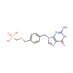 Nc1nc2c(ncn2Cc2ccc(COCP(=O)(O)O)cc2)c(=O)[nH]1 ZINC000013833693