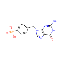 Nc1nc2c(ncn2Cc2ccc(P(=O)(O)O)cc2)c(=O)[nH]1 ZINC000027091663