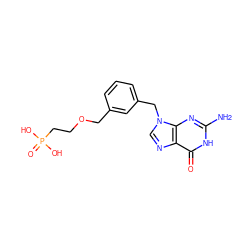 Nc1nc2c(ncn2Cc2cccc(COCCP(=O)(O)O)c2)c(=O)[nH]1 ZINC000001534070