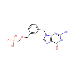 Nc1nc2c(ncn2Cc2cccc(COCP(=O)(O)O)c2)c(=O)[nH]1 ZINC000001534069