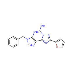 Nc1nc2c(ncn2Cc2ccccc2)c2nc(-c3ccco3)nn12 ZINC000028877478