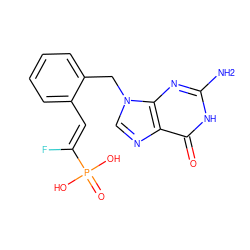 Nc1nc2c(ncn2Cc2ccccc2/C=C(\F)P(=O)(O)O)c(=O)[nH]1 ZINC000002014085