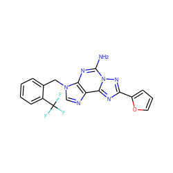 Nc1nc2c(ncn2Cc2ccccc2C(F)(F)F)c2nc(-c3ccco3)nn12 ZINC000028877496