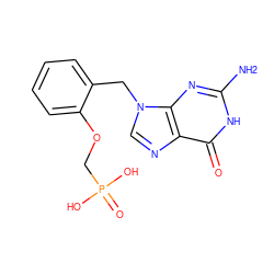 Nc1nc2c(ncn2Cc2ccccc2OCP(=O)(O)O)c(=O)[nH]1 ZINC000002014094