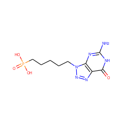 Nc1nc2c(nnn2CCCCCP(=O)(O)O)c(=O)[nH]1 ZINC000013604182