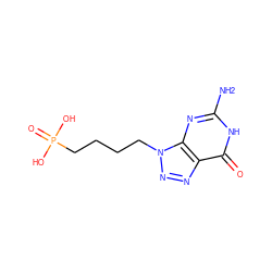 Nc1nc2c(nnn2CCCCP(=O)(O)O)c(=O)[nH]1 ZINC000013604180