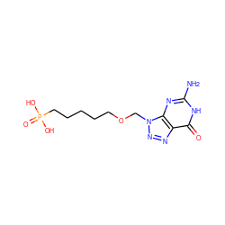 Nc1nc2c(nnn2COCCCCCP(=O)(O)O)c(=O)[nH]1 ZINC000013604187