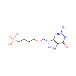 Nc1nc2c(nnn2COCCCCP(=O)(O)O)c(=O)[nH]1 ZINC000013604186