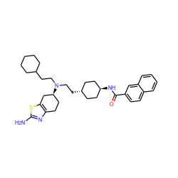 Nc1nc2c(s1)C[C@@H](N(CCC1CCCCC1)CC[C@H]1CC[C@H](NC(=O)c3ccc4ccccc4c3)CC1)CC2 ZINC000261156939