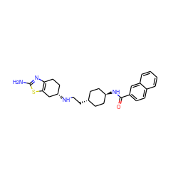 Nc1nc2c(s1)C[C@@H](NCC[C@H]1CC[C@H](NC(=O)c3ccc4ccccc4c3)CC1)CC2 ZINC000261140560