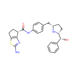 Nc1nc2c(s1)CC[C@@H]2C(=O)Nc1ccc(C[C@@H]2CC[C@H]([C@H](O)c3ccccc3)N2)cc1 ZINC000103252154