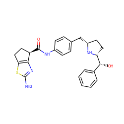 Nc1nc2c(s1)CC[C@H]2C(=O)Nc1ccc(C[C@@H]2CC[C@H]([C@H](O)c3ccccc3)N2)cc1 ZINC000103252151