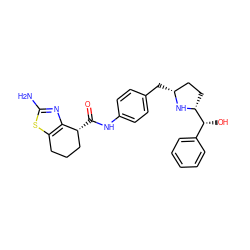 Nc1nc2c(s1)CCC[C@H]2C(=O)Nc1ccc(C[C@@H]2CC[C@H]([C@H](O)c3ccccc3)N2)cc1 ZINC000103252158