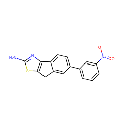 Nc1nc2c(s1)Cc1cc(-c3cccc([N+](=O)[O-])c3)ccc1-2 ZINC000013671312